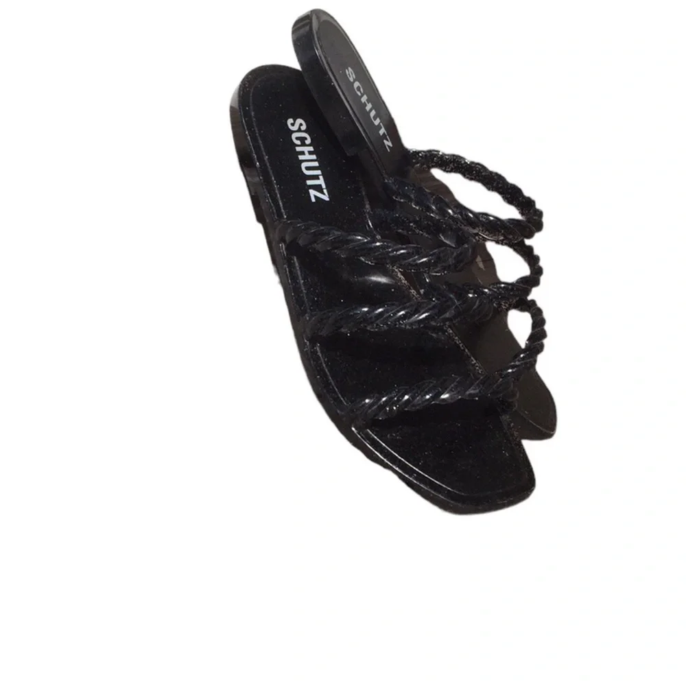 Schutz Diana Glitter Trio-Strap Jelly Slide Sandals